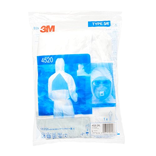 3M 4520XXL Schutzanzug, Typ 5/6, Größe XXL, Weiß/Gruen - 6