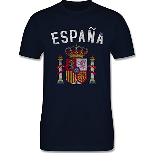 Fußball-Weltmeisterschaft 2018 – Spanien Wappen – M – Navy Blau – L190 – Herren T-Shirt Rundhals