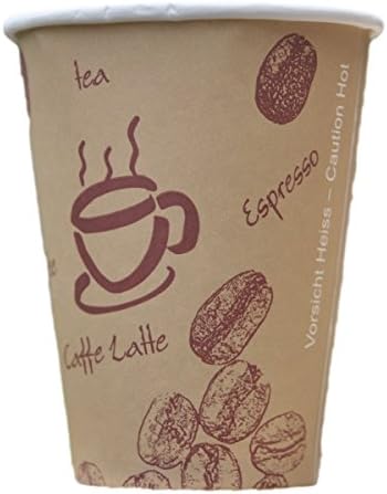 ‘'Coffee to go'' Premium Disposable Coffee Cups / Coated with Cardboard / 100 ml / Heat-Resistant / Printed with Hot Beans Motif / Pack of 200