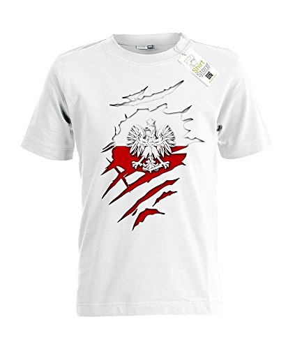 POLEN AUFGERISSEN – POLSKA – KIDS – WEISS – T-SHIRT by Jayess-Kids Gr. 110/116