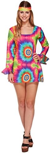 Ladies Tie Dye Hippie Girl Fancy Dress Costume (One Size)