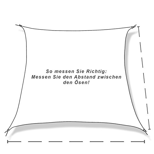 hanSe® Marken Sonnensegel Sonnenschutz Segel Quadrat 7×7 m Sand - 4