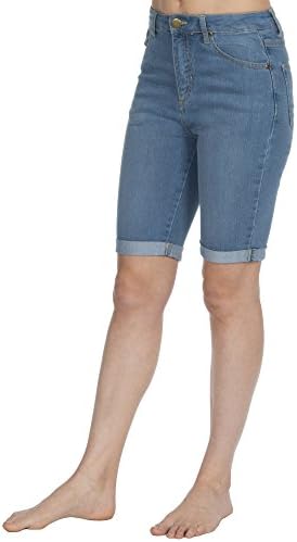 Causeway Bay Ladies Knee Length Stretch Denim Shorts Stonewash 8