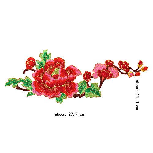 Blue Vessel Stickerei Pfingstrose Blumen Nähen Eisen auf Patch Abzeichen Tasche Hut Jeans Kleid Cheongsam Applique Handwerk für Dekor - 2