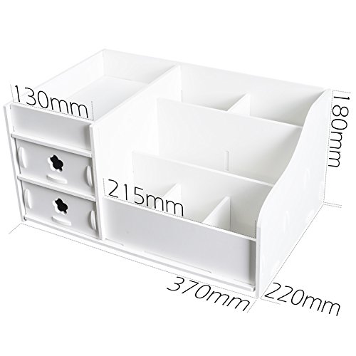 TOP-MAX DIY Desktop-Box Makeup Kosmetik Organizer Holz Schubladen Halter Aufbewahrung Box Schichten Schubladen Jewelry Weiß - 2