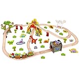 wooden dinosaur train set