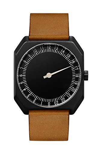 slow Jo 19  Braun Vintage Leder schwarz Fall Schwarz Zifferblatt Unisex Quarzuhr mit schwarzem Zifferblatt Analog-Anzeige und braunem Lederband slow Jo 19  Braun Vintage Leder schwarz Fall Schwarz Zifferblatt Unisex Quarzuhr mit schwarzem Zifferblatt Analog-Anzeige und braunem Lederband