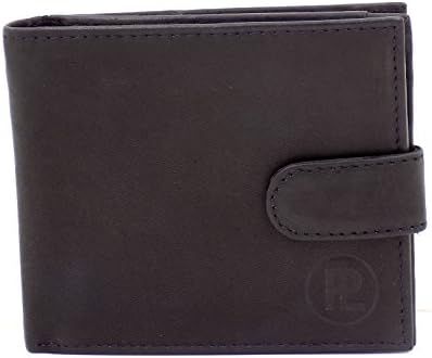 MENS SOFT ITALIAN LEATHER CREDIT CARD WALLET WITH ZIP COIN POCKET &amp; ID WINDOW BLACK,CAMEL,BURGUNDY (BLACK)