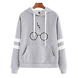 harry potter glasses lightning print striped sleeves hoodie,suitable for casual or sport wear.