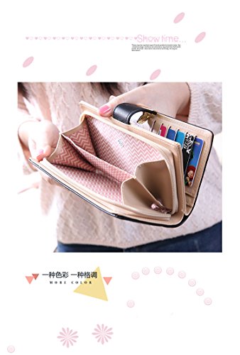 Tuopuda Women's Wallet Hollow Leaf Pattern Bifold Leather Lady Long Wallet Purse Coin Button Clutch Bag (Black)