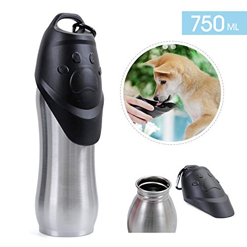 Speedy Pet - Botella de Agua para Mascotas, Cuenco de Viaje de Acero Inoxidable 304, Ligera y hermética, para Perros, al Aire Libre, para Perros, Gatos, Botella de Agua de Viaje, 25 onzas