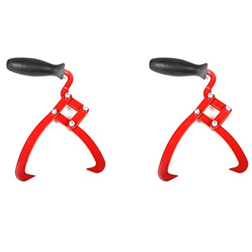 ECD Germany 2x Pince de levage à bois - Crochet de levage - Pince de manutention pour bois - Pince à bûche forestier - Pince d'emballage - Ouverture bouche 19,5 cm - Avec poignée ergonomique
