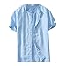 Produktbild TWISFER Herren Leinenhemd Henley Freizeithemd Kurzarm Regular Fit Kragenloses Shirt Leinenhemd Henley Shirt Button-down Sommerhemd Herren Freizeithemden aus Leinen und Baumwolle