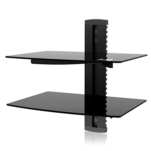 Preisvergleich Produktbild Yukong TV Wandhalterung, TV Halterung schwimmende Regal, Unterstützung 22lbs Regal mit gehärtetes Glas für DVD-Player / Kabel-Boxen / Spielekonsolen / TV-Zubehör, 2 Regal