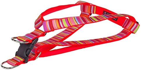 Sassy Dog Wear S013-HM Lime/Coral Stripe Dog Harness, Medium