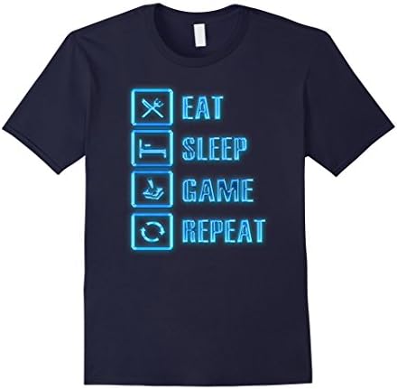 Men's Eat Sleep Game Repeat - Arcade Sign Premium Video Game Shirt 3XL Navy