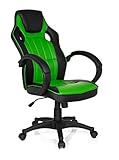 MyBuero chaise gaming, fauteuil gamer GAMING ZONE PRO 100 simili cuir noir/vert avec accoudoirs, dossier haut