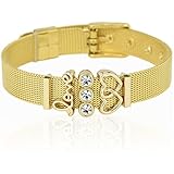 SUNIANA - Mesh Armband Set mit Charms || Lovestory || individuell erweiterbar | Charmband (Gold)
