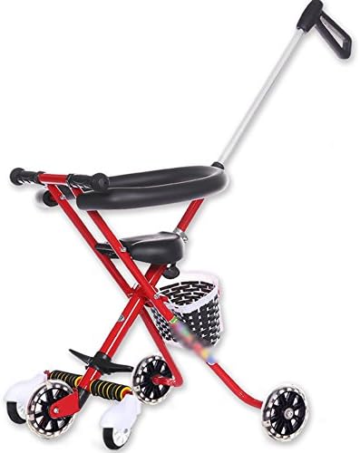 Huifang Scooter QFFL Folding cart Slippery artifact Children's tricycle cart Lightweight five baby stroller 3 color optional (Color : A)