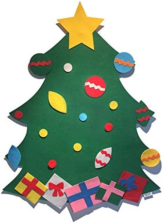 Handcraft Creations Felt Christmas Tree with Decorations 3ft Tall | Wall/Door Hanging Xmas Tree set with Ornaments