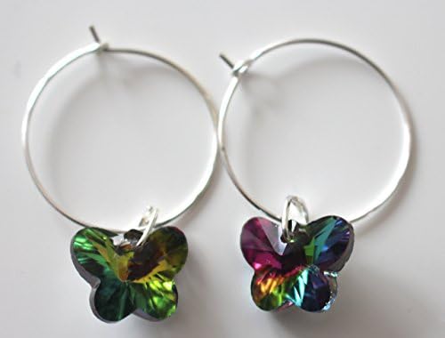 Crystal Butterfly Hoop Ear Rings For Girls/Women