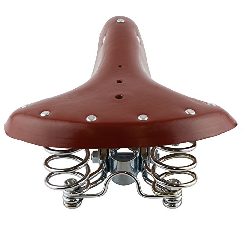 PedalPro – Fahrradsattel aus Echtleder – klassisch mit Federn – braun - 2