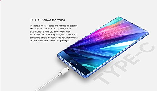 Elephone S8- 4G Smartphone ohne Vertrag, 6.0 Zoll, Android 7.1.1, Deca-Core Helio X25 CPU Mali T880 2.5GHz , 4GB RAM 64GB ROM, 4000mAh, Fingerabdruckerkennung, Dual Kamera, Dual SIM (Blau)