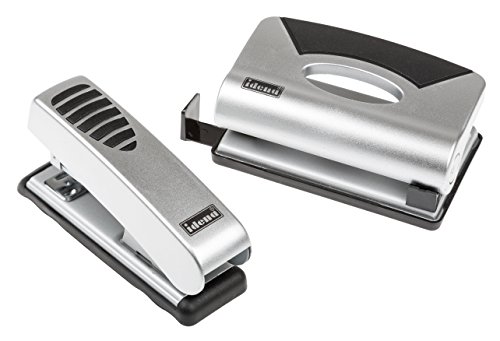 Preisvergleich Produktbild Idena 300816 - Locher und Heftgerät, mit Anschlagschiene, silbergrau