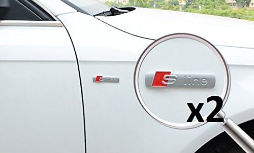 2 x S-Line Matte Silver Adhesive Emblem Badges