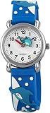 Excellanc Delfin Kinderuhr mit Silikonband analoge Kids Armbanduhr Lernuhr