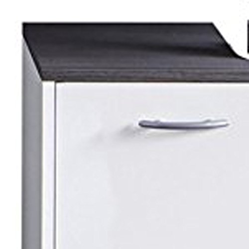 trendteam CAF31103 Waschbeckenunterschrank Weiss Melamin, Absetzung Rauchsilber, BxHxT 60 x 55 x 28 cm - 4