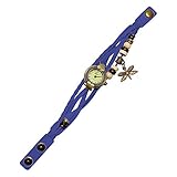 EARS Uhren Vintage Damen Retro Uhren Armband Armbanduhren Antike Libelle Armband Hand Ring Armbanduhr Anhänger für Frauen Mädchen Damen Lederband Analog Quarzuhr