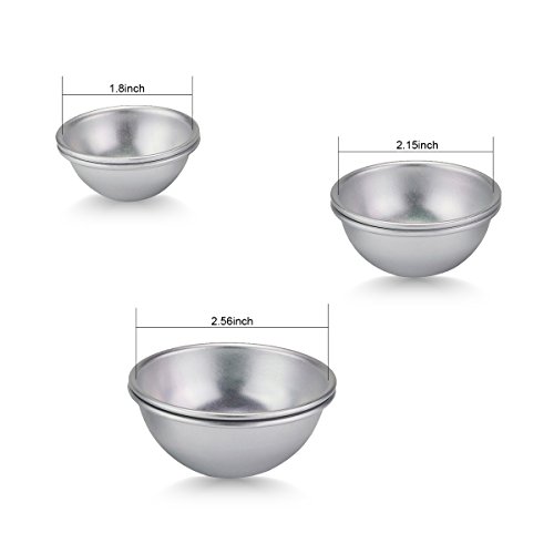 Metall-Formen für Badekugeln zum Selbermachen, für Ihr eigenes Badekugeln-Rezept, 6-teiliges Set mit 3 Formen, machen Sie Badekugeln auch für Ihre Familie ganz einfach selbst (D Combo), 2.55inch/6.5cm; 2.16inch/5.5cm; 1.77inch/4.5cm - 2