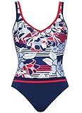 tiefer Rückenausschnitt Olympia Damen Badeanzug Just Be mit Softschalen, Mehrfarbig (Nachtblau/rot 3052), 44D