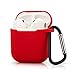 Produktbild Amazegoods Schutzhülle Apple AirPods 1-2 kompatibel [Ultra Dünn 1,4mm] unterstützt kabelloses Laden [Rutsch und Stoßfest] Silikonhülle [inkl Karabiner] Slim-Case Kratzfest [Passgenaue Form] Rot