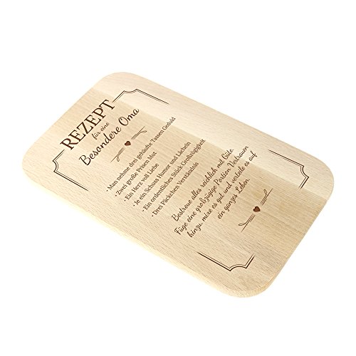 Frühstücksbrettchen – mit Gravur – Rezept Oma – Standard – Brettchen als Geburtstagsgeschenk – Brotbrett aus hellem Holz – Geschenkideen für Großmütter – Weihnachtsgeschenk - 2