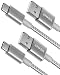 Produktbild Anker USB C Kabel [2 Stück] 0,9 m doppelt-geflochtenes Nylon Type C Ladekabel, für Samsung Galaxy S8 S8+ S9 S9+S10, HTC 10, Sony XZ, LG V20 G5 G6, Xiaomi 5 (Silber)