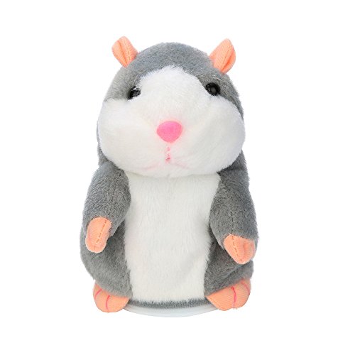 Mumustar Electronic Speak Talking Hamster Stuffed Animal Pet Mouse Plush Toy Recorder Repeat What You Say 8 Seconds (Gray)