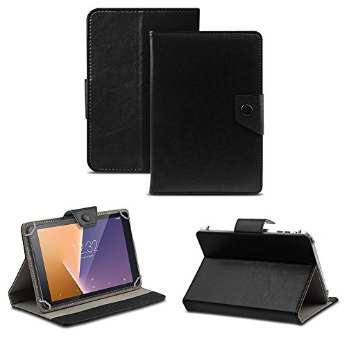 NAUC® Robuste Tablet Schutzhülle für Vodafone Tab Prime 6 / 7 aus hochwertigem Kunstleder Tasche Hülle Standfunktion kombiniert Schutz und Design in 9 verschiedenen Farben Cover Case Universal Schutzhülle Modellauswahl Farbauswahl, Farben:Schwarz