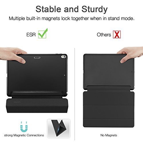 iPad Pro 10.5 Hülle, ESR® Yippee Series Auto aufwachen/Schlaf Funktion Ledertasche mit Schwarz Rückseite Abdeckung Leichtgewicht Anti-Kratzer Schutzhülle für iPad Pro 10.5 (Schwarz) - 4