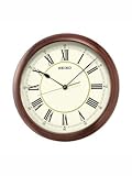 Klassisches Design mit Seiko Holzoptik, 41 cm große Wanduhr mit Quarzuhrwerk mit schleichendem Sekundenzeiger QXA598A silent
