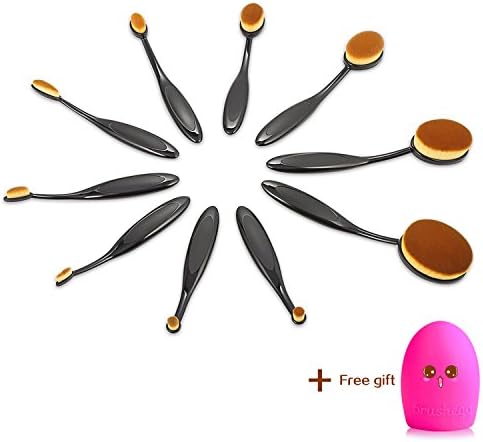Makeup Brush Set,Professional Oval Makeup Brushes Features Powder, Concealer, Contour Brush,Foundation Brush,Blending,Eyebrows,Blush ,Eye Liner Brushes with Soft Toothbrush Design With Brush Cleaner