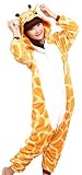 iKneu Tier Onesie Jumpsuits Kostüm Pyjama Oberall Hausanzug Kigurum Fastnachtskostüm Schlafanzug (M (155-165CM), Giraffe)