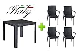 Juego de mesa de jardín con 4 sillas de resina trenzada color antracita