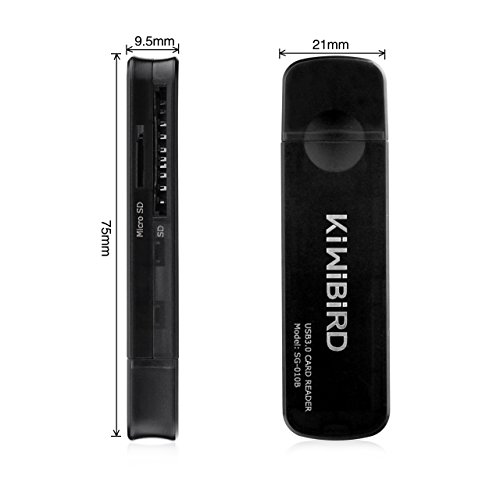 [Neuerscheinung] KiWiBiRD® USB 3.0 (3.1 Gen 1) Super-Speed Kartenleser 8-in-1 für SDXC, SD, MMC, RS-MMC, SDHC, Micro SD, Micro SDXC, Micro SDHC Karten [Unterstützt UHS-I Karten] – Schwarz - 2