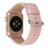 Dasongff Apple Watch Armband, Unisex Kohlefaser Lederband Ersatz Uhrenarmband Armbanduhren Watch Band für Apple Watch 38MM/ 42mm (Roségold-38)