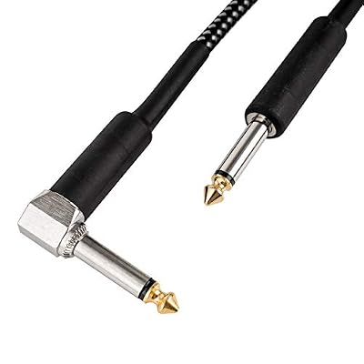 CASCHA Câble pour guitare 6.3mm, longueur 3m, câble pour instrument professionnel, Jack to Jack, câble d'ampli pour guitare électrique (Straight to Angled Jack), noir