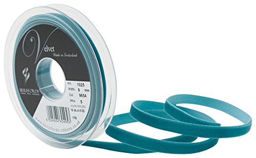 Berisfords - Velvet ribbon, Green (Petrol 9654), 9mm x 5 m