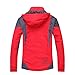 Bigood Women Plain Waterproof Hooded Zipper Jacket Red 2XL Bust 110 cm