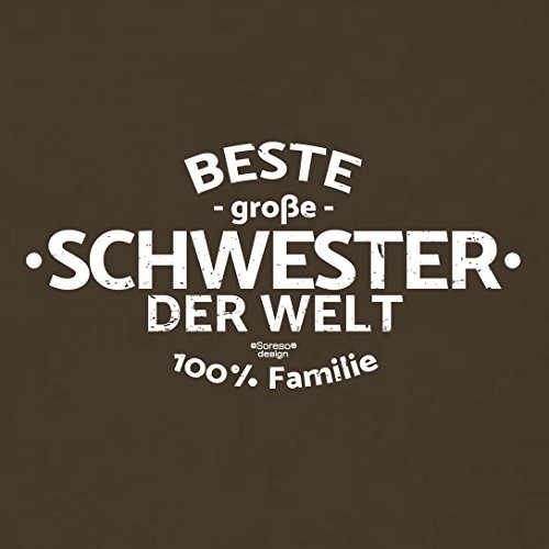 Beste große Schwester der Welt :: Geschenk-Set :: Kissen mit Füllung plus Urkunde Persönliche Geschenkidee für Weihnachten Geburtstag Weihnachtsgeschenk Farbe:braun - 2